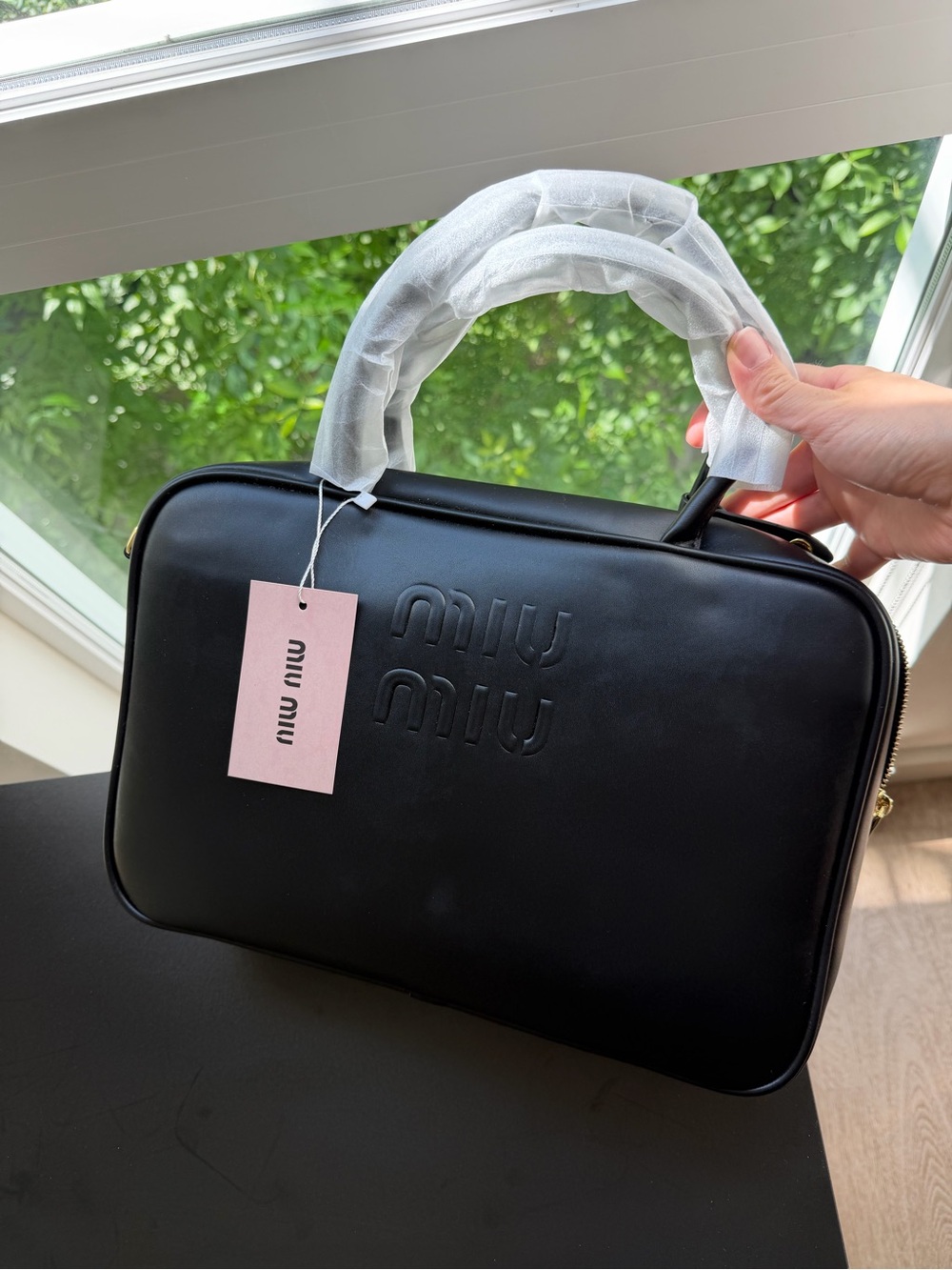 Miu Miu Black Embossed Leather Handheld Briefcase